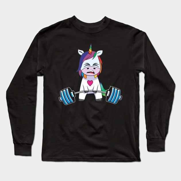 Funny Unicorn Weightlifting Workout Gym Unicorn Bodybuilding Long Sleeve T-Shirt by You'reStylish